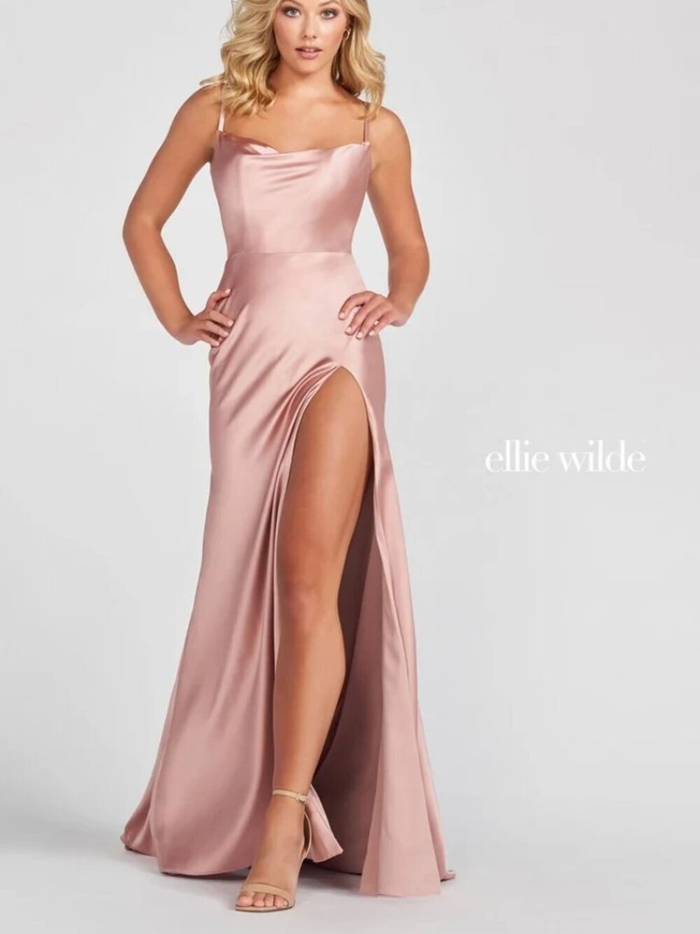 Ellie Wilde Dusty Rose Maxi Dress with Slit